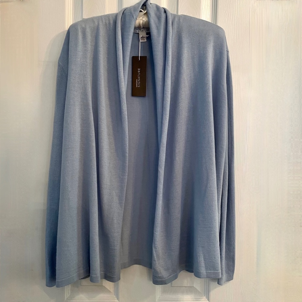 NORDSTROM SIGNATURE Cashmere Linen Cardigan Blue XS